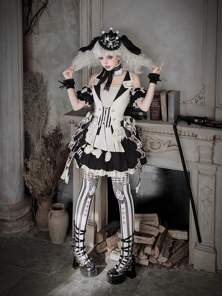 Self-Tie Apron in Classic Black and White - Unknown Star