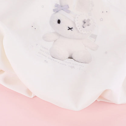 White Bunny Print Tube Top with Ruffle Trim - serendipity