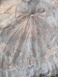Bow Large Apricot Embroidered White Floral