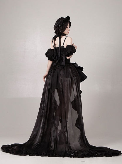 Trimmen Schleppe Boden / Rot Volant Länge Schwarz