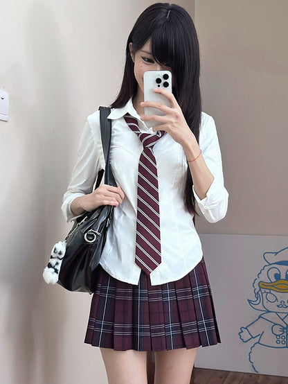 Long Version White Style Sleeves JK Shirt Uniform Preppy