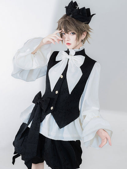Black Jacquard Waistcoat with Banded Collar - Princess Chronicles
