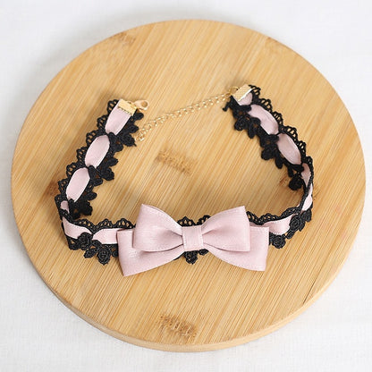 Choker Cute Colors Bowknot Lolita Lace Black 6