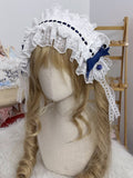 Blue/Light Bowknot Hairband Lace Lolita Blue Dark