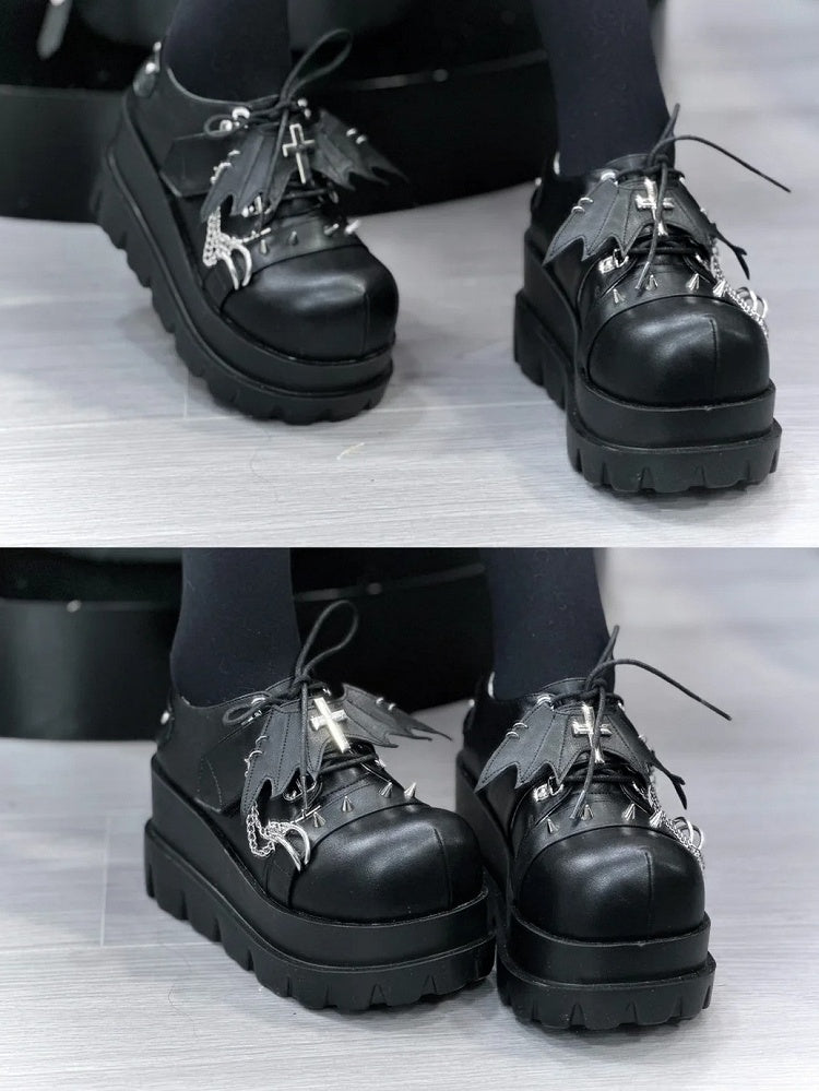 Platforms Detachable Polished Charm Black Cross Chain Punk -