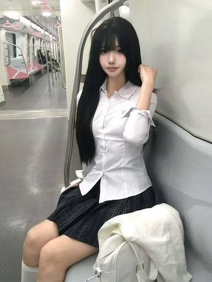 Uniform Preppy White Shirt Style JK