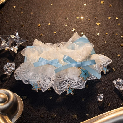 Charm White/Blue/Purple/PurpleBlue Starfish With Socks Calf Cuffs Lace Detachable Hollow-out
