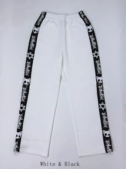 Cat Sweatpants 6 Landmine Style Colors Skeleton Elastic with Print Waist