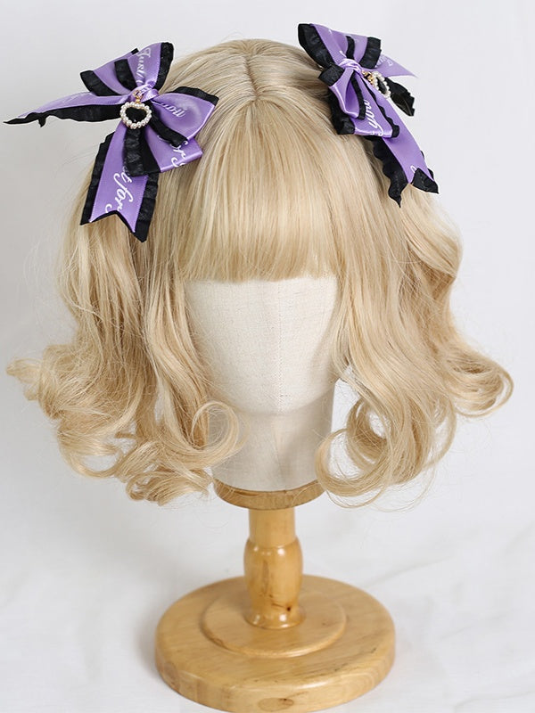 A Pair Letter Bowknot of Jirai 5 Colors Hairclips Ribbon Kei