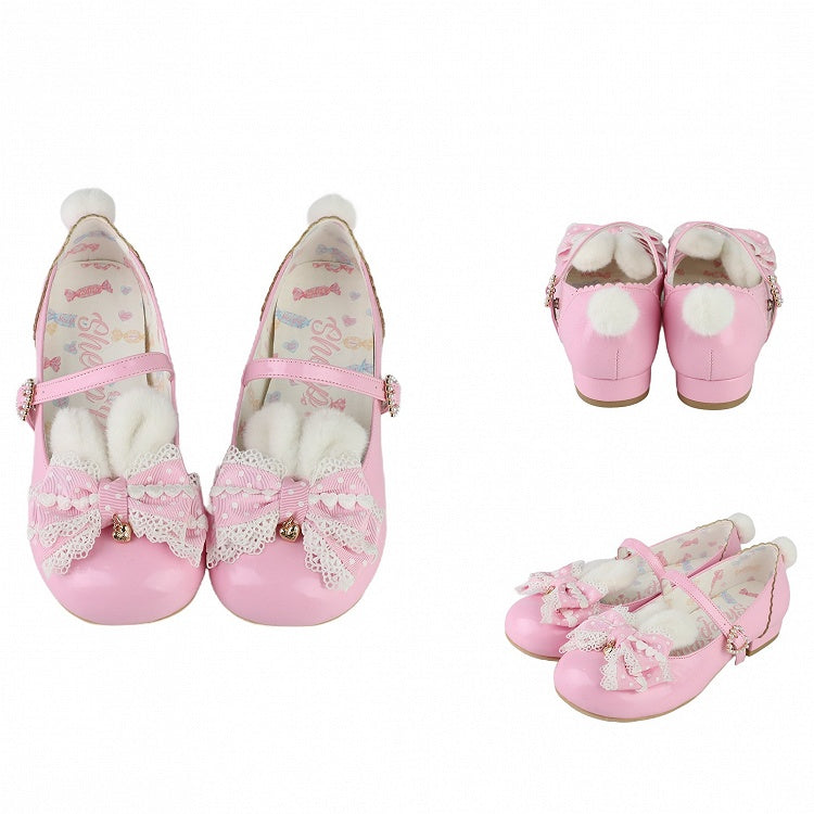 Sweet Lolita Pink Mary Jane Shoes with Bow by Sheep Puff