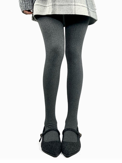 ブラウン/ダークグレー/ライトグレー/ホワイトのコットン製冬用タイツ