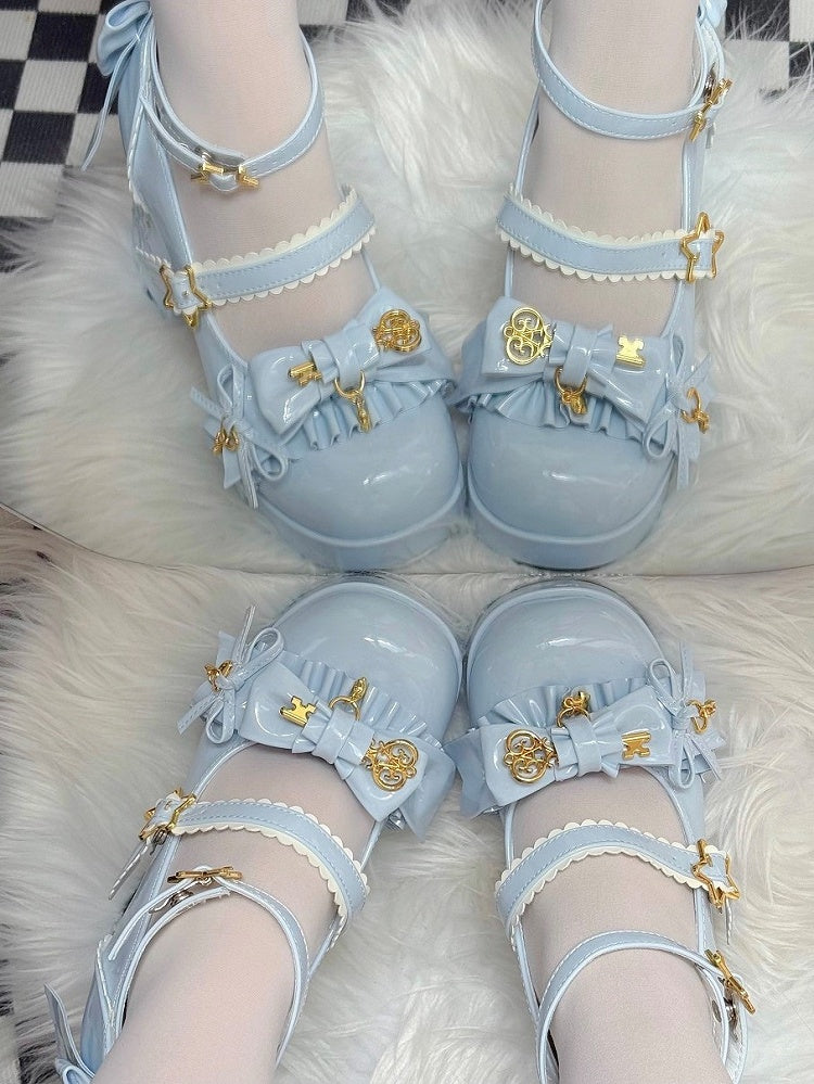 Bow Key Sky Motif Scalloped with Blue Mary Design Hime Janes Lolita Edge