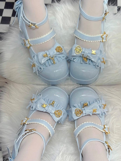 Bow Key Sky Motif Scalloped with Blue Mary Design Hime Janes Lolita Edge