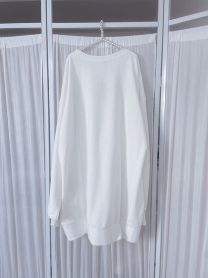 Tenshi Core Jirai Kei Light Blue Printed Sweatshirt Dress with Detachable Organza Faux Collar