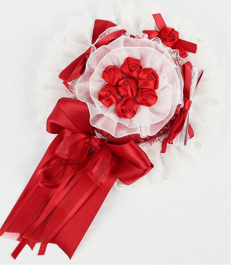 Ruffled Rose Red Mini Hat Lace