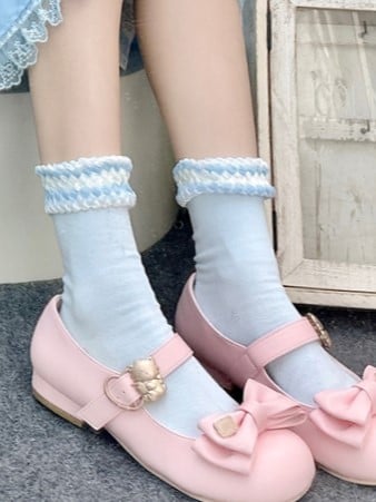 Kalbsrote/Gelbe/Blaue/Weiße Lolitasocken