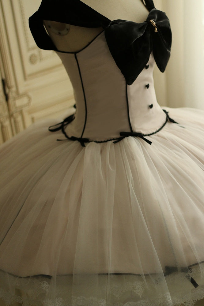Pink Boned Waist Balletcore Lolita Birthday Dress Homecoming Dress