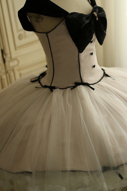 Pink Boned Waist Balletcore Lolita Birthday Dress Homecoming Dress