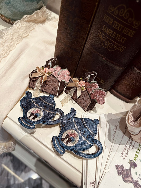 Brooch Teapot Brooch/Flower Lolita Basket Embroidered