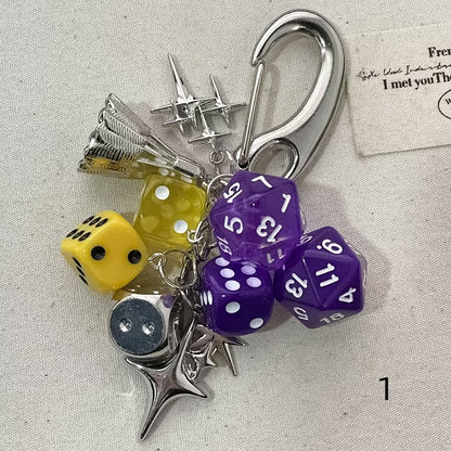 Optionen 5 Würfel Cyberpunk Y2K Schlüsselanhänger