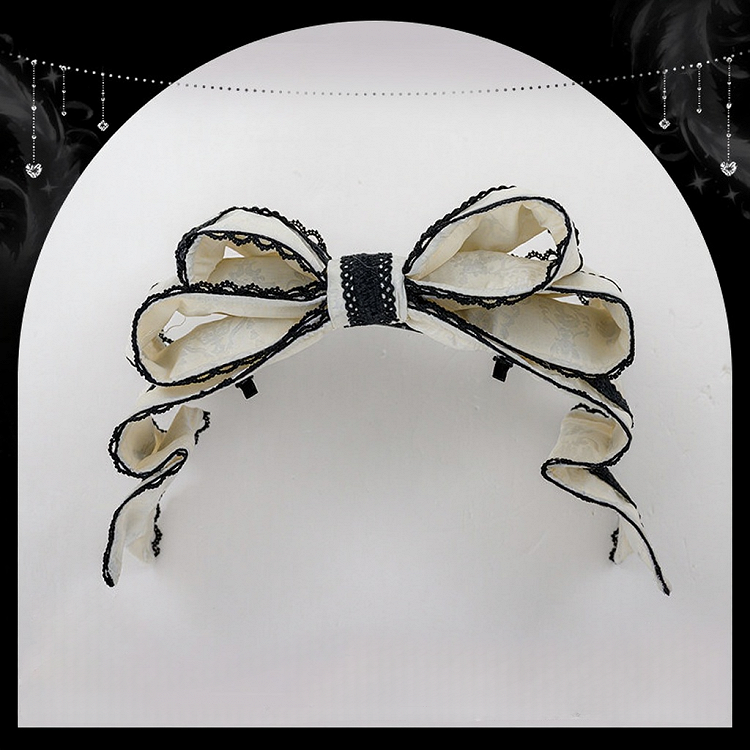 Large Bow Elegant KC in Beige & Black - U.Rtto