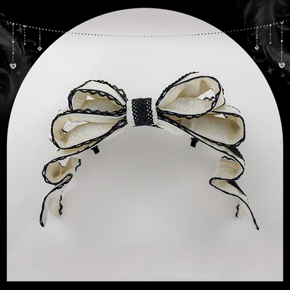 Large Bow Elegant KC in Beige & Black - U.Rtto