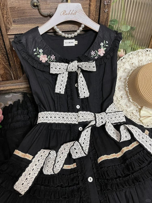 in Tie Lolita 5 Belt and colors Bow Available Lace-Trimmed