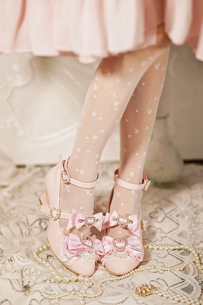 Pink Mary Cut-out Jirai Kei Light Gyaru Fashion Heels Janes Schuhe Herz Keil