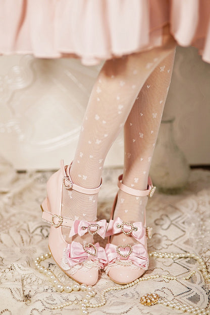 Pink Mary Cut-out Jirai Kei Light Gyaru Fashion Heels Janes Schuhe Herz Keil