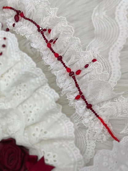 Lace Bead With Necklace Gothic White Red Pendants