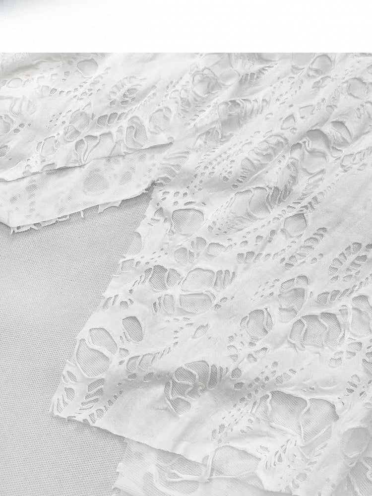 袖付きホワイトデザインカットアウトキャミソールプリントドレスの詳細Y2K