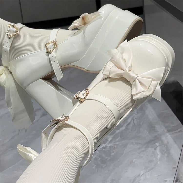 with Details Janes Sweet Lolita Mary White Snap Bow Heart
