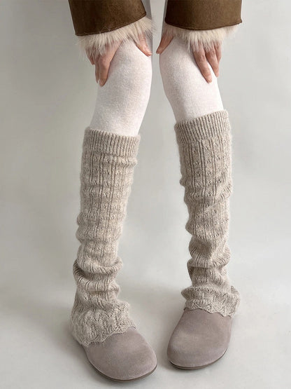 Colors） Knit Ribbed Slouchy Warmers （6 Leg Stirrup