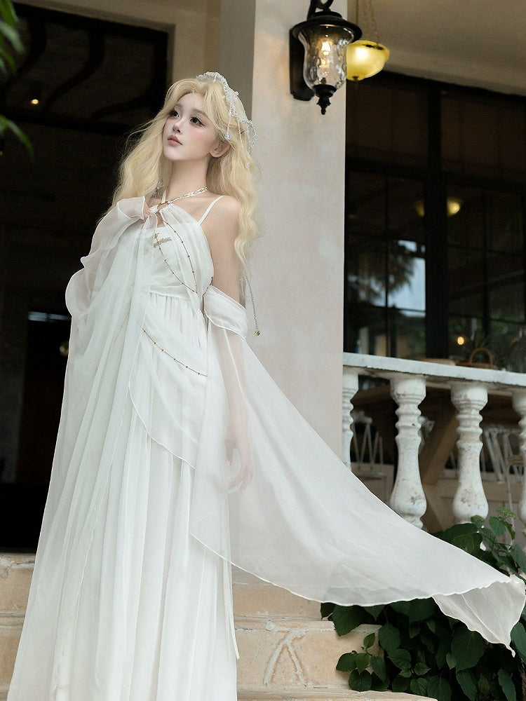 Classic White Halter Lolita Dress with Cutout Accents - Unknown Star