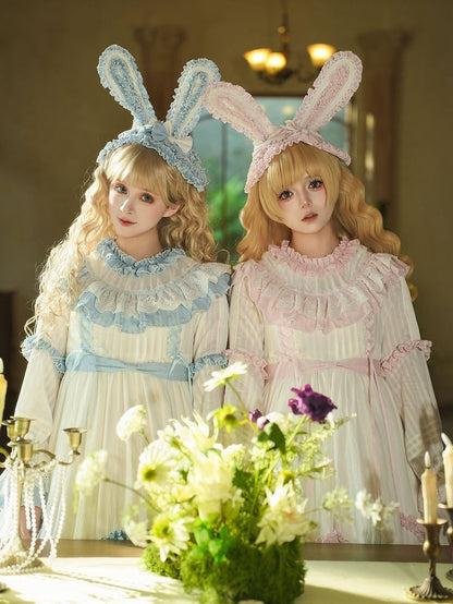 Pink Sweet / Lolita Blue Ears Bunny Hairband Upright