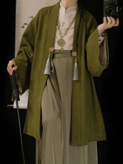 Chinese in Unisex Green - Jacket Long Style Sleeve Embroidery