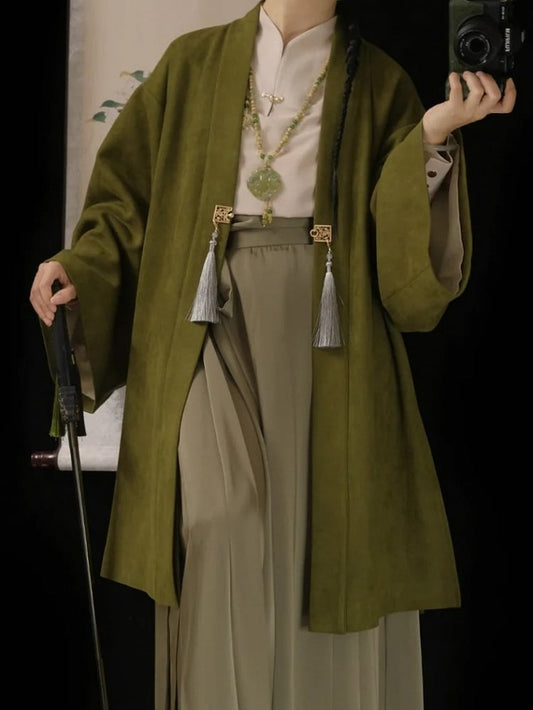 Chinese in Unisex Green - Jacket Long Style Sleeve Embroidery