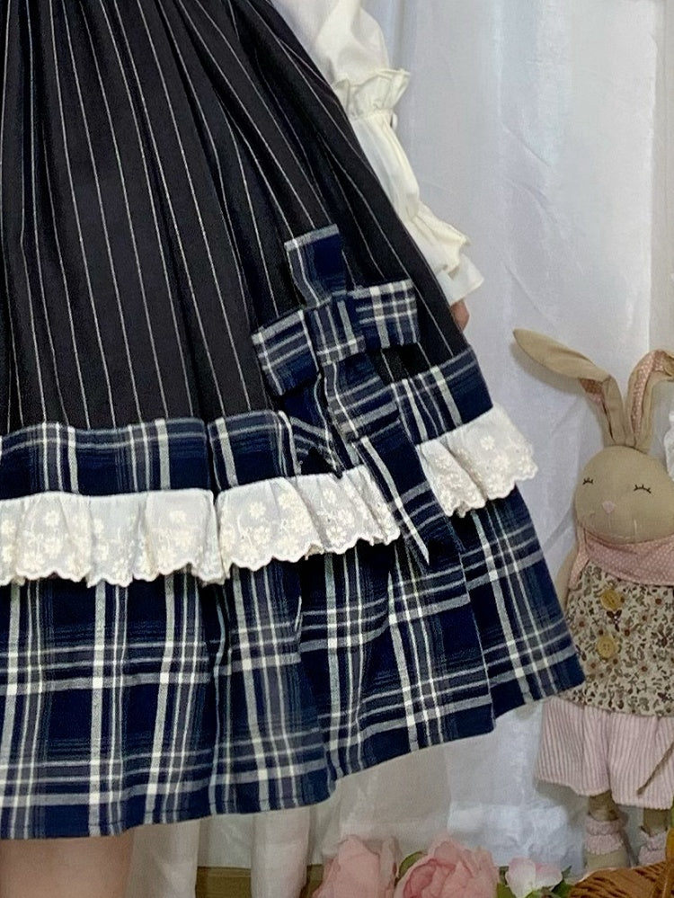 Rot/Blau Plaid Muster Bowknot Brosche