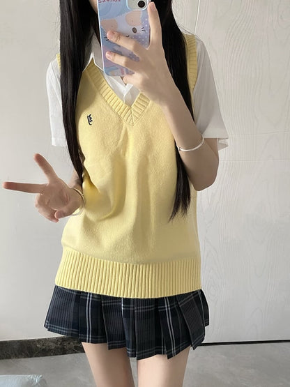 Letter Options 8 Preppy Uniform Vest JK Color Embroidery Style