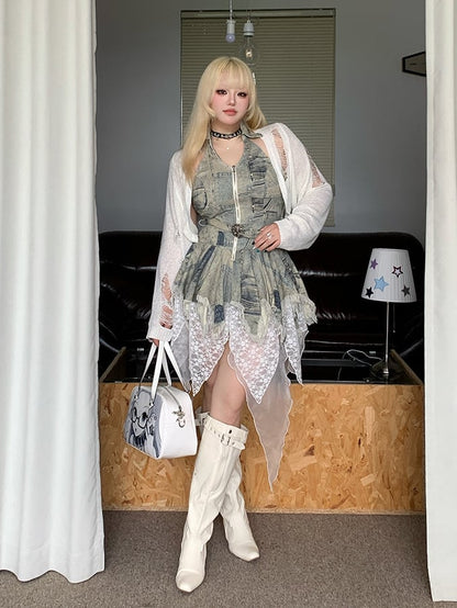 Plus Size White Top with Distressed Holes