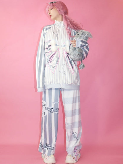 パンツ ファッション 柄 ギャル グレー ストレート レッグ ストライプ カット