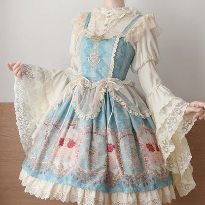 Elegante Bluse mit langen Glockenärmeln in Aprikose