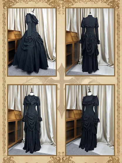 Skirt Boned Lolita High Black Gothic Victorian Drawstring Aristocrat Waist