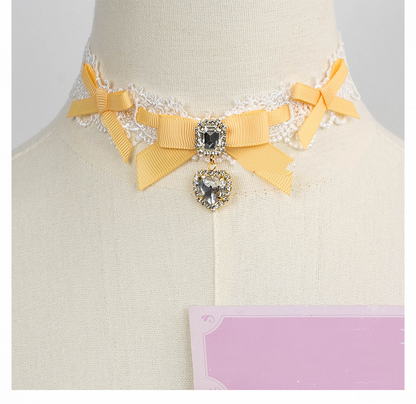 Chain Layer 11 Detachable Double Beaded Heart Jirai Choker Kei Charms Rhinestone with Options