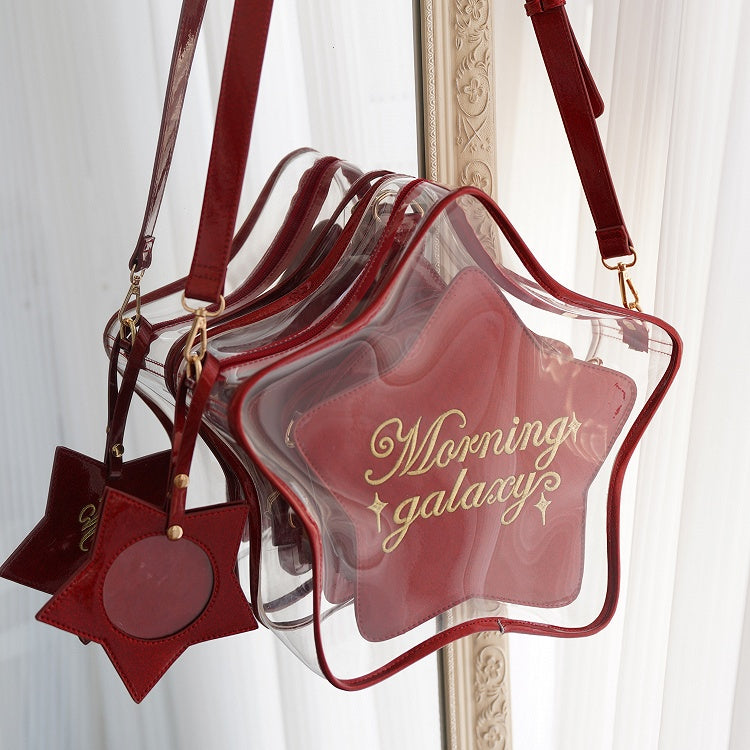 Star-shaped Ita Bag PU Red Badge Set Detachable with Charm