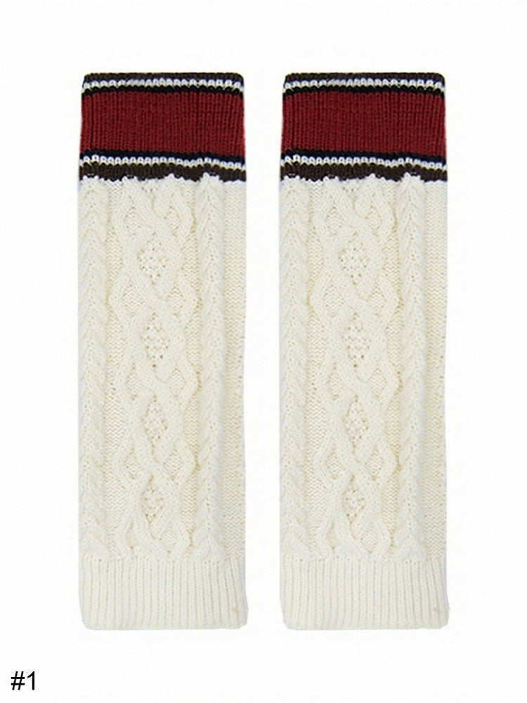 Knit Leg Warmers with Red Stripes - ModaSwings