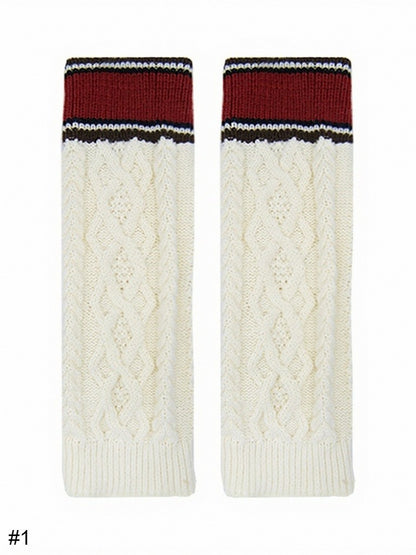 Knit Leg Warmers with Red Stripes - ModaSwings