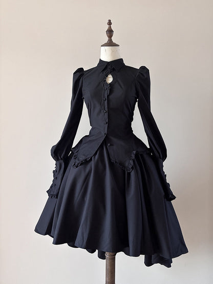 Sleeves Gothic Lolita Shirt Long Black