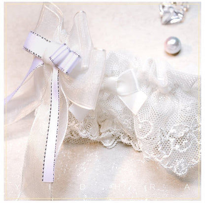 ブラック＆ホワイトのバニーベアプリントのスイートロリータソックス