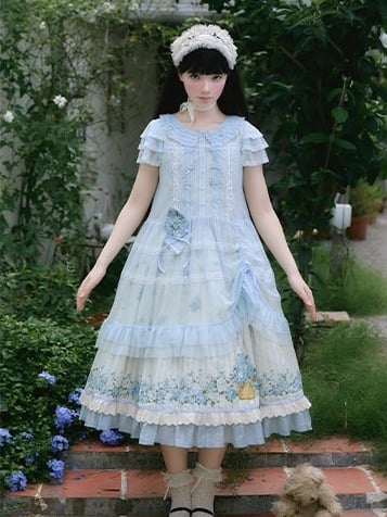 Blue Tulle Bowknot & White Lace Overlay - Rock Candy Box